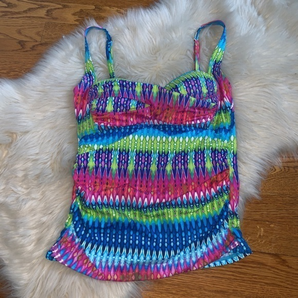 La Blanca ruched bright tankini tank top size‎ 6